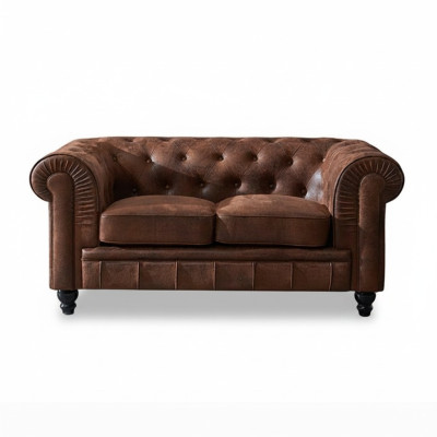 Klub męski Sofa Chesterfield Kanapa Skóra 2 Osobowa Brązowy NOWY jvmoebel ®