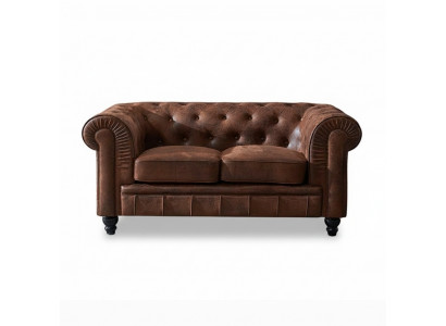 Klub męski Sofa Chesterfield Kanapa Skóra 2 Osobowa Brązowy NOWY jvmoebel ®
