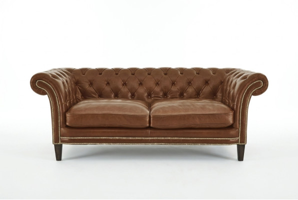 Chesterfield Klubowy Sof Z dwuosobową kanapą Skórzana tapicerka Brązowy NOWY jvmebel ®