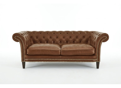 Chesterfield Klubowy Sof Z dwuosobową kanapą Skórzana tapicerka Brązowy NOWY jvmebel ®
