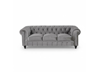 Chesterfield Sofa Kanapa Tapicerowana W Skórzanym Tapicerowaniu Garnitur 3-Osobowy