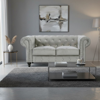 Sofa Chesterfield Kanapa Tapicerka Materiałowa Skórzana Sofy Zestaw Obiciowy 2 osobowa