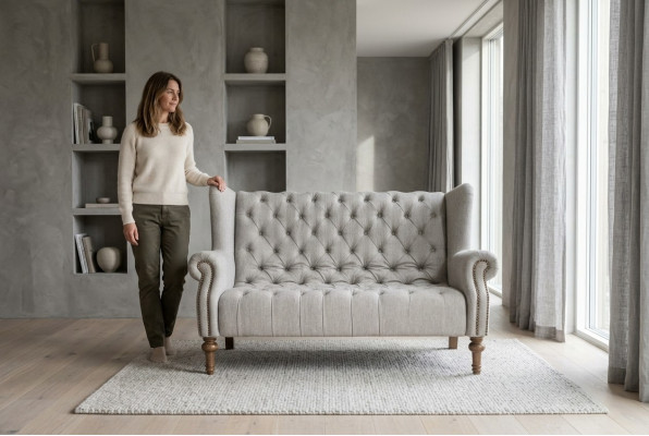 Chesterfield Sofa Couch Podkładka Materiał Skóra Couchen Podkładka Ustawić 2-osobowa