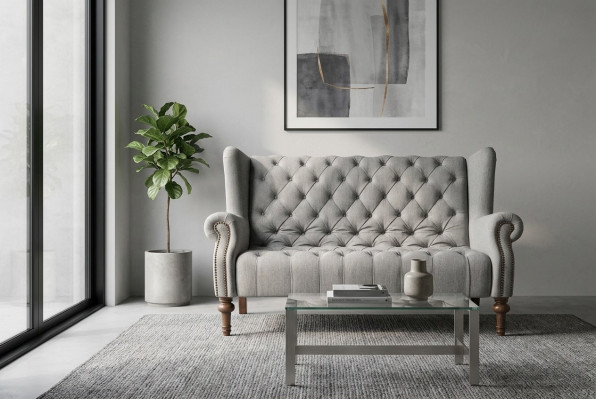 Chesterfield Sofa Couch Podkładka Materiał Skóra Couchen Podkładka Ustawić 2-osobowa
