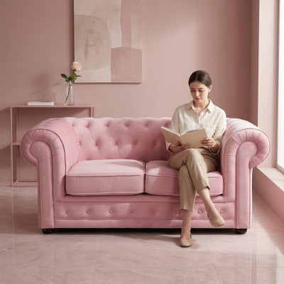 Chesterfield Sofa Couch Podkładka Materiał Skóra Couchen Podkładka Ustawić 4-osobowa