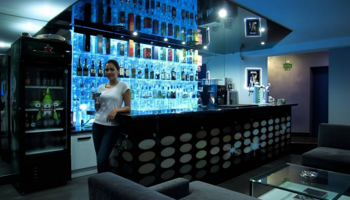 LED Półka Bar Wodny Ściana Kolumna Podświetlane Ścianki Wodne Lada Barowa Półka Meble