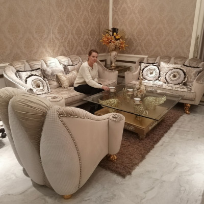 Klasyczny Zestaw sofowy 3+2+1 Sofa barokowa w stylu rokoko Antyk