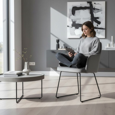 Nowoczesne Fotele Grupa 6 Krzesła Zestaw Szara Podkładka Podłokietnik Design