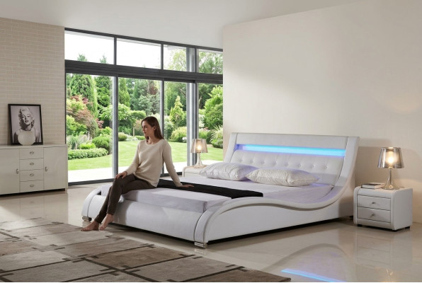 Łóżko łóżko Podkładka Double Marriage Hotel Luxury Skóra Deco Modern Designer