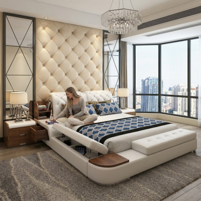 Wielofunkcyjne łóżko Design Podkładka Podwójne łóżko Chesterfield luksusowe