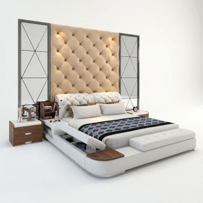 Wielofunkcyjne łóżko Design Podkładka Podwójne łóżko Chesterfield luksusowe
