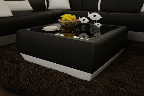 Tapicerowana sofa stoły Czarny stolik kawowy ze szklanym stolikiem nowoczesny