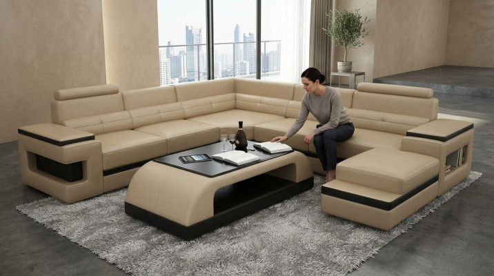 Skóra stolik kawowy Modern Table Nowoczesny szklany stolik Design stoły Szkło
