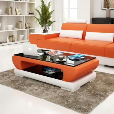 Designerski stolik szklany Skóra Couch Tabela stoły Szkło Sofa Stoły do ​​salonu