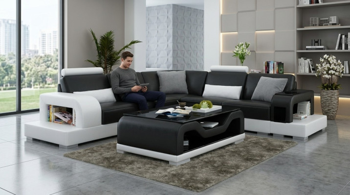 Czarny Stolik Kawowy Szklany Stolik Sofa Nowoczesny Stolik Tapicerowany
