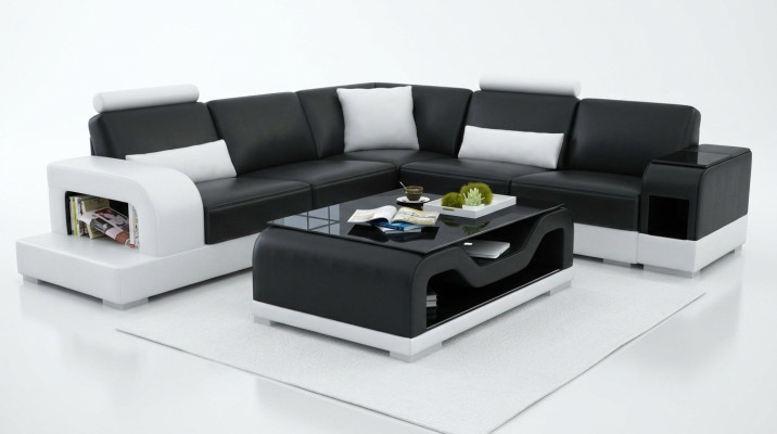 Czarny Stolik Kawowy Szklany Stolik Sofa Nowoczesny Stolik Tapicerowany