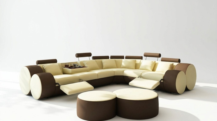 Narożnikowa kanapa sofa Skóra Couch - designerski zestaw wypoczynkowy Siedziba Podkładka Żywy krajobraz