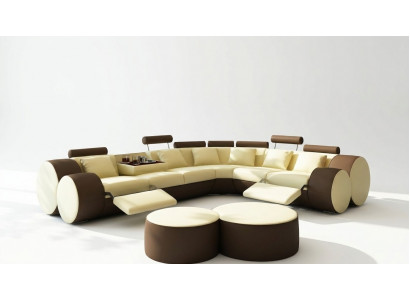 Narożnikowa kanapa sofa Skóra Couch - designerski zestaw wypoczynkowy Siedziba Podkładka Żywy krajobraz