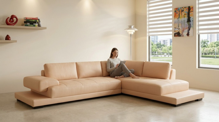 Narożnik kanapa Skóra Sofa Kanapa Podkładka Narożnik Siedziba Żywy krajobraz Ustawić