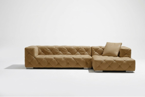 Chesterfield Skóra Modern Couch Żywy krajobraz Sofa skórzana Narożnikowa kanapa Sofa