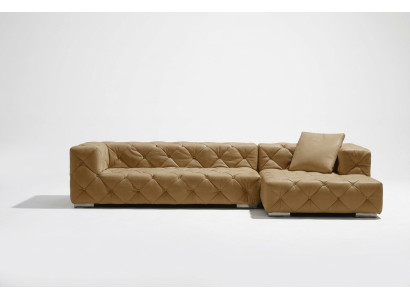 Chesterfield Skóra Modern Couch Żywy krajobraz Sofa skórzana Narożnikowa kanapa Sofa