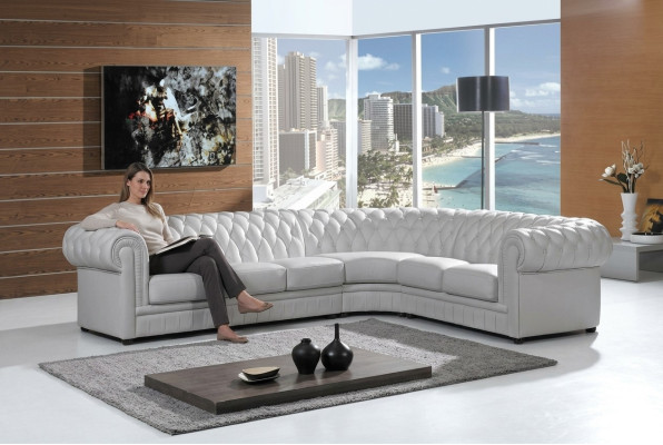 Skórzana sofa Narożnikowa kanapa Couch Chesterfield Podkładka Zestaw narożny Sofa Couches