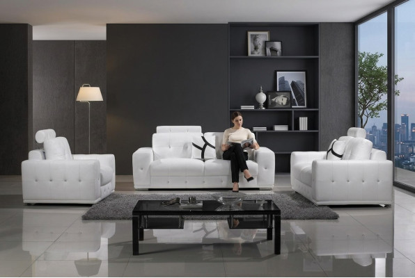Sofa skórzana Kanapy Zestaw sofowy Sofa miejsce do siedzenia Zestaw Sofy Podkładka Kanapa 3-częściowa Fotel
