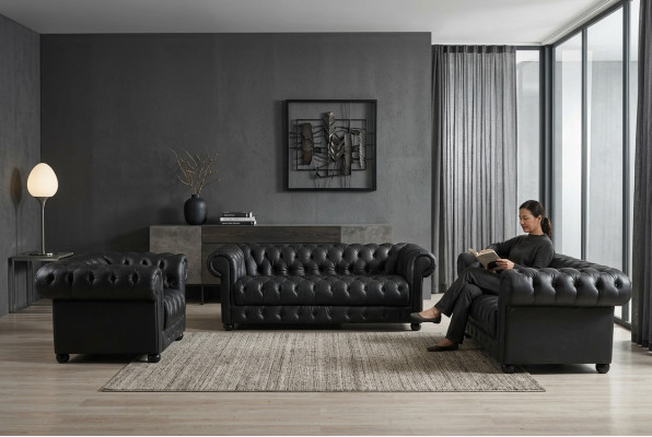 Chesterfield Couches Sofy Podkładka Skóra 321 miejsce do siedzenia Zestaw sofowy Obcios
