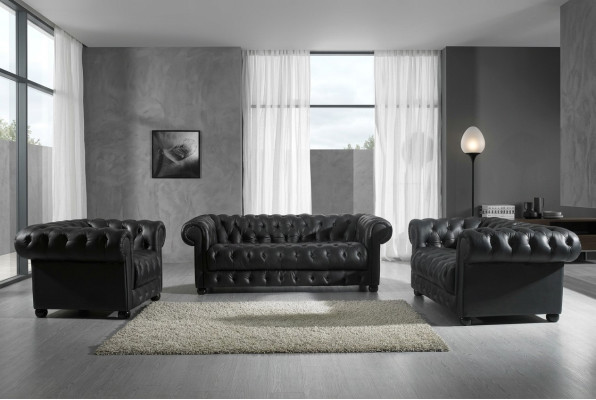 Chesterfield Couches Sofy Podkładka Skóra 321 miejsce do siedzenia Zestaw sofowy Obcios