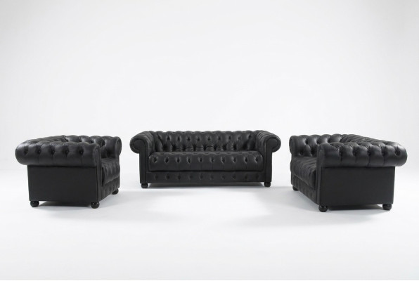 Chesterfield Couches Sofy Podkładka Skóra 321 miejsce do siedzenia Zestaw sofowy Obcios