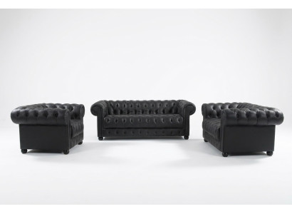 Chesterfield Couches Sofy Podkładka Skóra 321 miejsce do siedzenia Zestaw sofowy Obcios