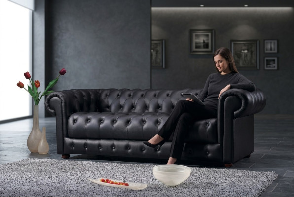 Chesterfield Couches Sofy Skóra 3+2 miejsce do siedzenia Zestaw sofowy Obcios Set