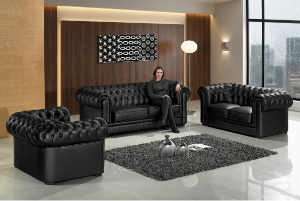 Zestaw sofowy Chesterfield Meble Sofa miejsce do siedzenia Zestaw Sofa Podkładka Kanapa Skóra