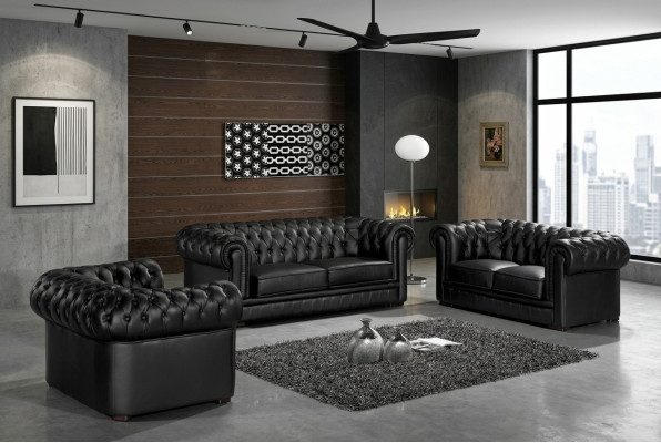 Zestaw sofowy Chesterfield Meble Sofa miejsce do siedzenia Zestaw Sofa Podkładka Kanapa Skóra