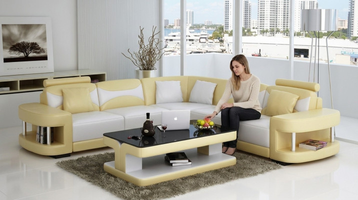 Design Narożnikowa kanapa Skóra Sofa Kanapa Podkładka Narożnik Siedziba Żywy krajobraz Ustawić