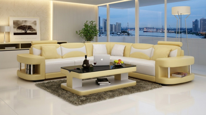 Design Narożnikowa kanapa Skóra Sofa Kanapa Podkładka Narożnik Siedziba Żywy krajobraz Ustawić