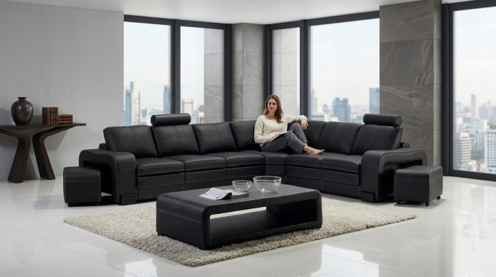 Designerska Sofa Kanapa Narożnikowa kanapa z Stołek Podkładka Ustawić Żywy krajobraz