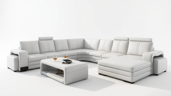 Duża sofa Żywy krajobraz Podkładka Zestaw narożny + Stołek kanapa Tabela komplet