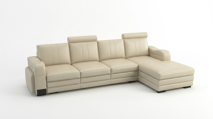 Skóra Modern Couch Żywy krajobraz Sofa skórzana Zestaw sofowy Sofa w kształcie litery L