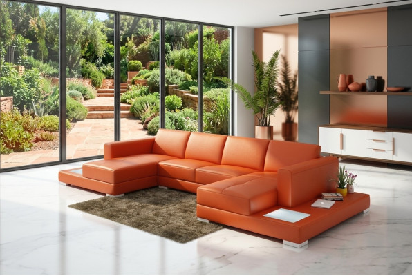 U Shape Sofa Couch Podkładka Ustawić Żywy krajobraz Design Narożnikowa kanapa Skóra