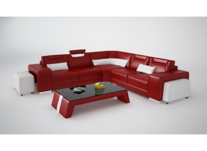Skóra Modern Couch Żywy krajobraz Skórzana sofa Zestaw sofowy Sofa w kształcie litery L stolik kawowy