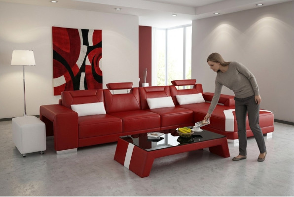 Designerska Sofa Kanapa Narożnikowa kanapa z Stołek Podkładka Ustawić Żywy krajobraz L kształt
