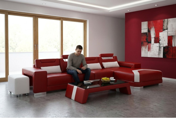 Ustawić Meble do salonu komplet 3 sztuki. Narożnikowa kanapa sofa Stołek Tabela