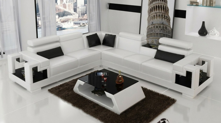 Narożnikowa kanapa Sofa Kanapa Podkładka Żywy krajobraz Skóra Narożnik Sofy Ustawić L Shape Nowość