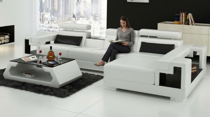 Sofa w kształcie litery L Podkładka Ustawić Żywy krajobraz Design Narożnikowa kanapa Skóra
