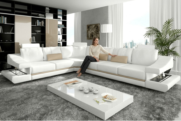 Skórzana sofa Narożnikowa kanapa Kanapa Designer Podkładka Zestaw narożny Sofa Kanapy Sofy