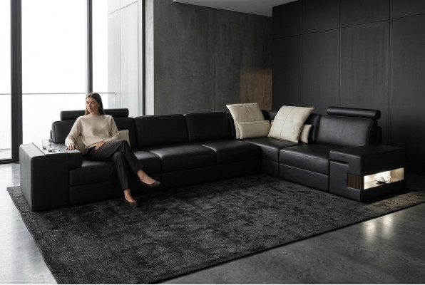 Skórzana Sofa Sofa Nowoczesna Podkładka Skóra Design Narożnikowa kanapa Kanapa Włókienniczy