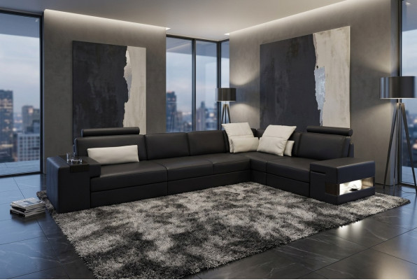 Skórzana Sofa Sofa Nowoczesna Podkładka Skóra Design Narożnikowa kanapa Kanapa Włókienniczy