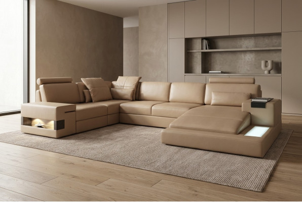 U Shape Sofa Couch Podkładka Ustawić Żywy krajobraz Narożnikowa kanapa Design Skóra