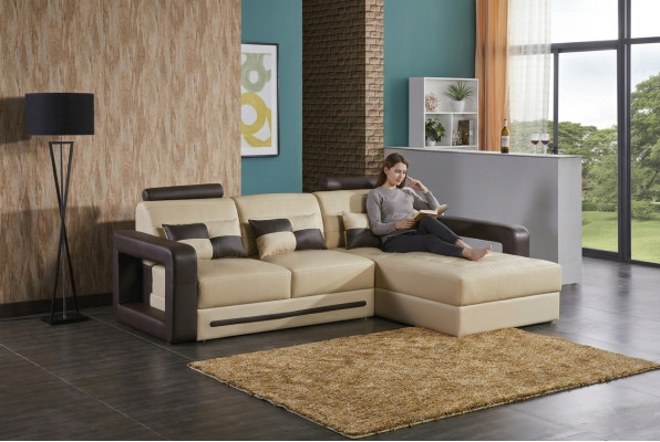 Narożnikowa kanapa Sofa w kształcie litery L Podkładka Ustawić Żywy krajobraz skórzana sofa